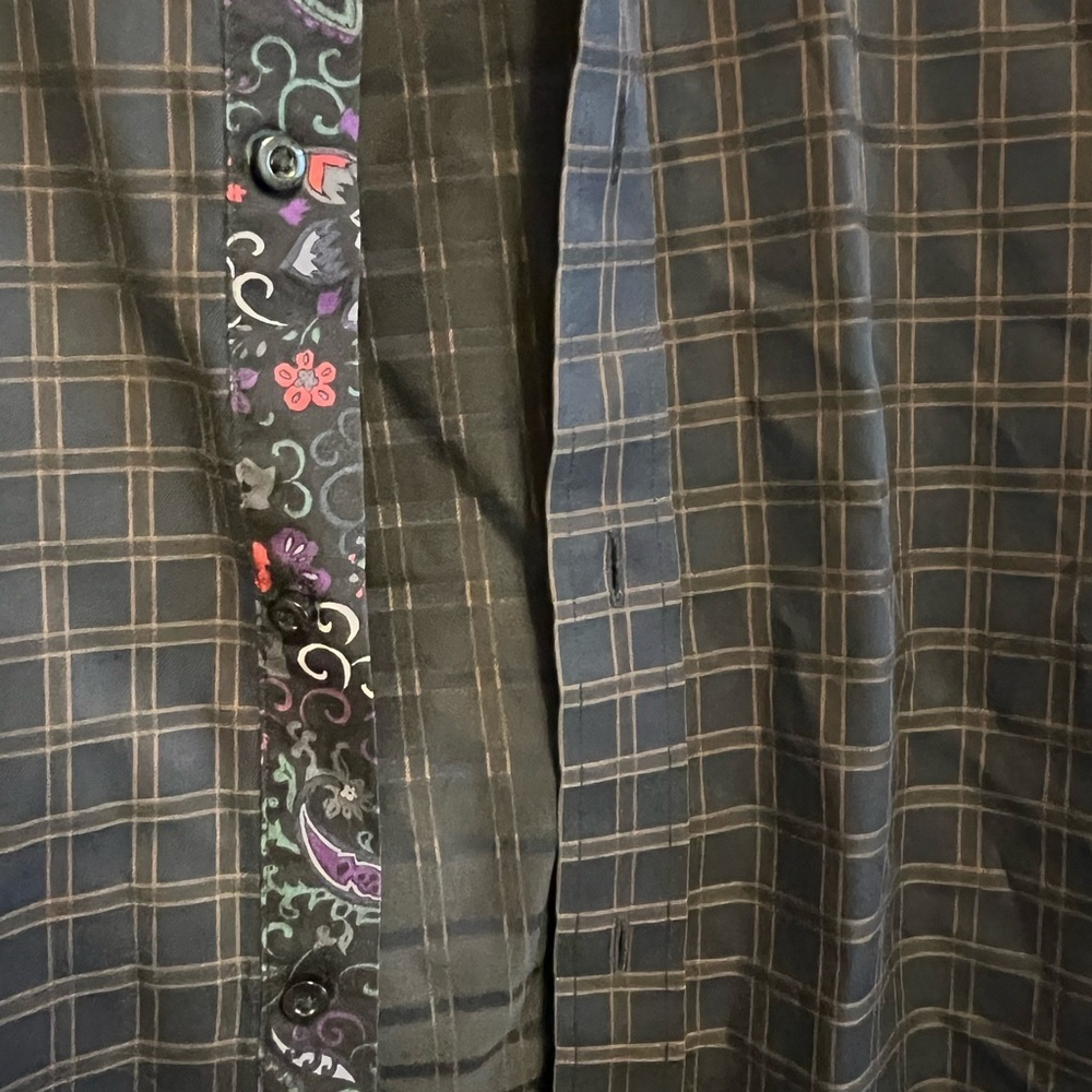 Thomas Dean checked paisley trim Men's long Sleeved shirt - Picture 4 of 9